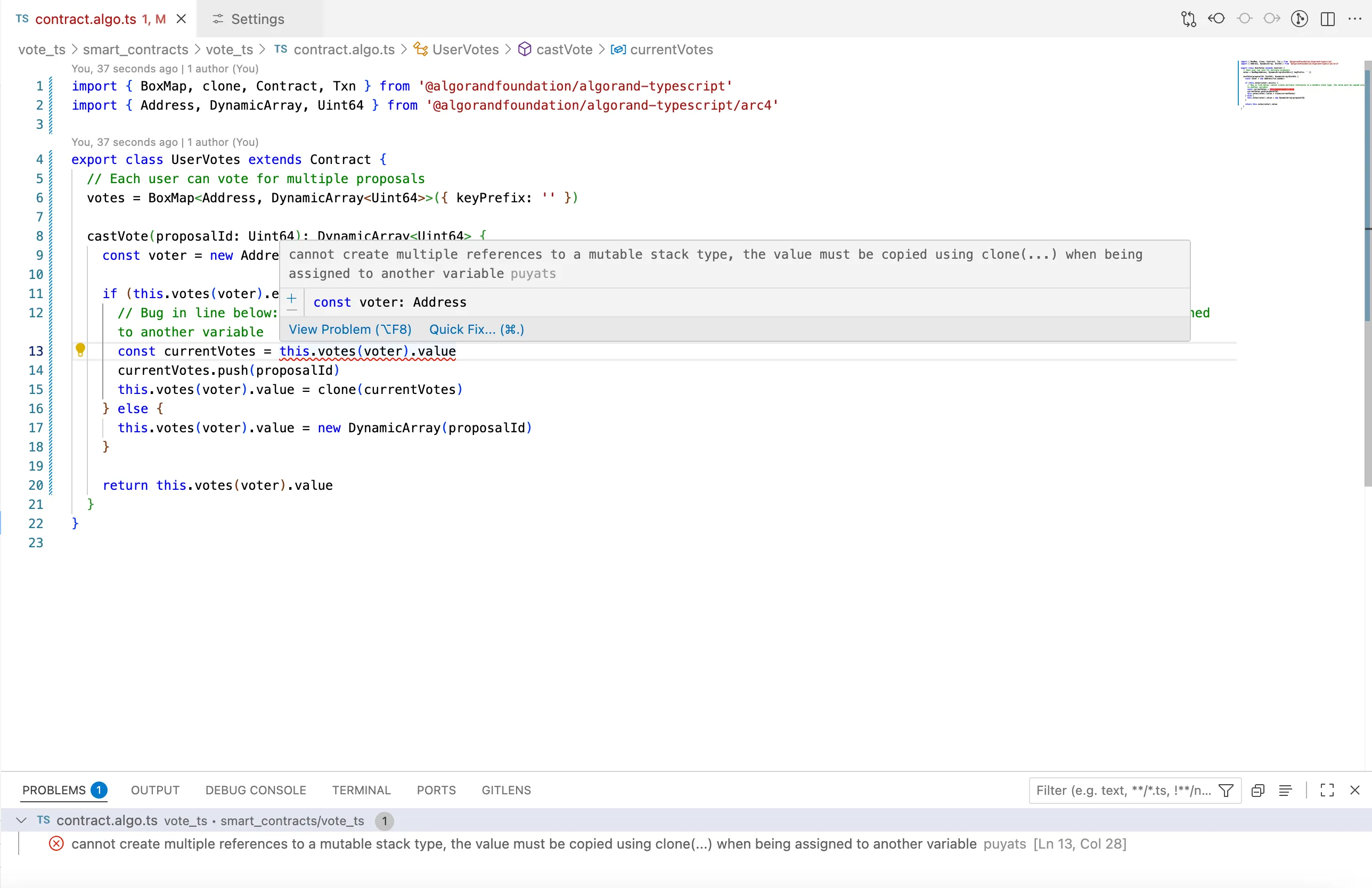 Algokit TypeScript Language Example Code Error